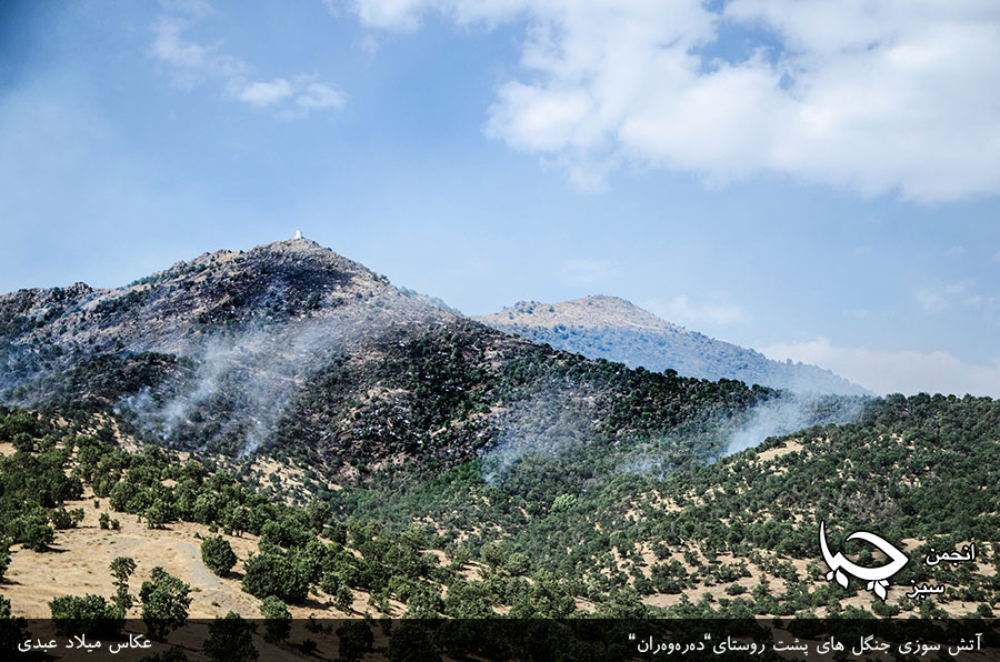 گزارش تصویری شمارە 2 از آتش سوزی جنگل های پشت روستای”دەرەوەران”