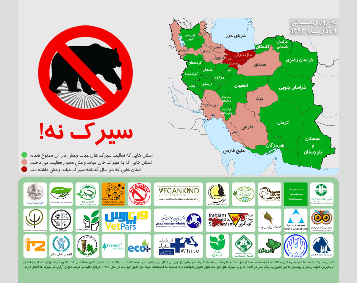 ۳۰ گروه زیست محیطی حامی کمپین «سیرک نه!»