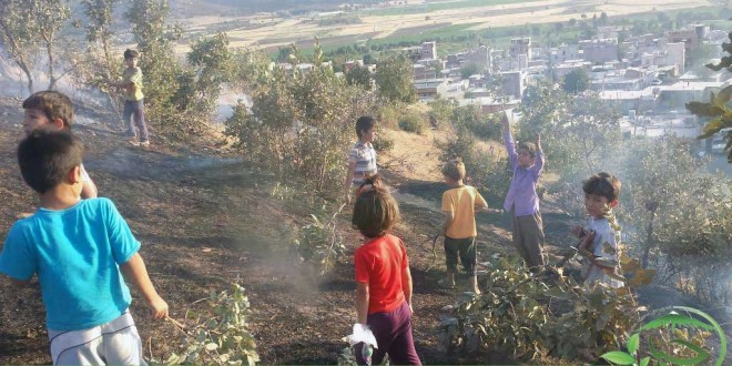 مشارکت فعال کودکان شهر کانی دینار در خاموش نمودن آتشسوزی جنگلها